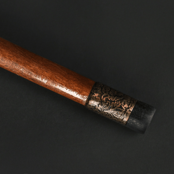solid wood antique cane with lynx figure handle