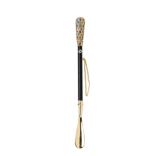 Artisanal Glistening Crystals Handle 24K Gold-Plated Shoehorn