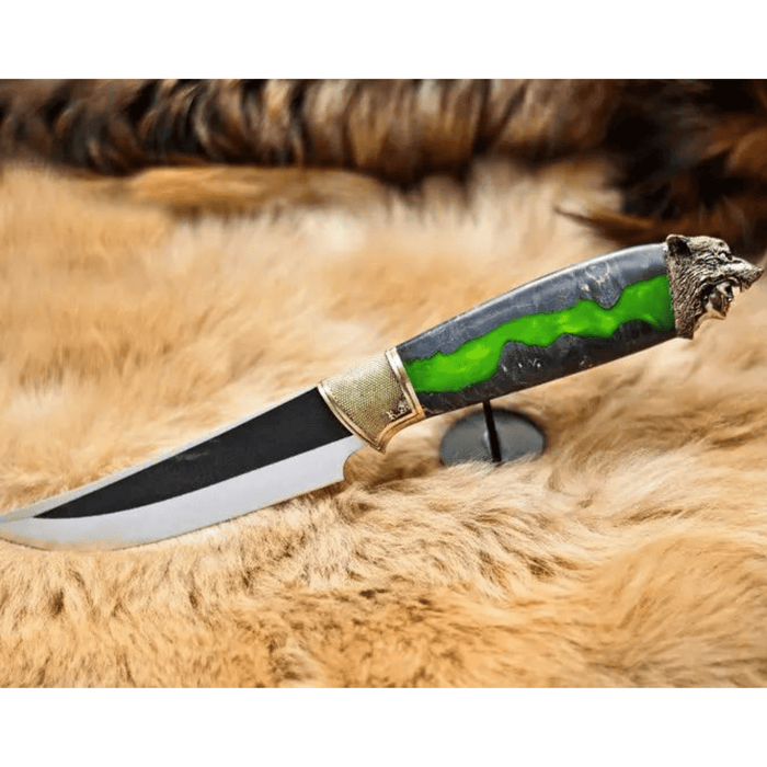 Green Handmade Designer Knife "Wolf"