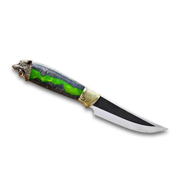 Green Handmade Designer Knife "Wolf"