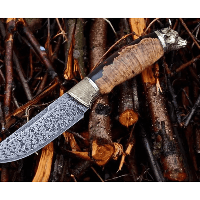 Mosaic Damascus Knife "Bull Look Into The Soul"