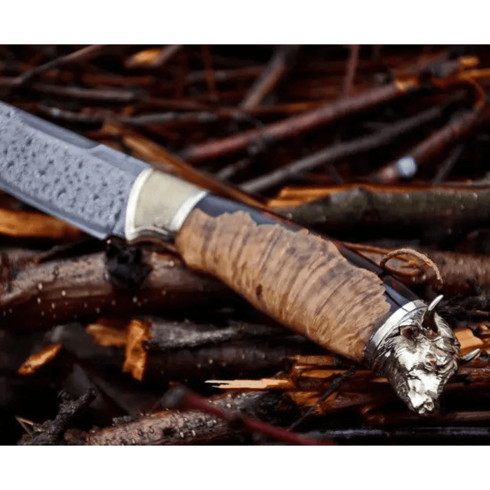 Mosaic Damascus Knife "Bull Look Into The Soul"