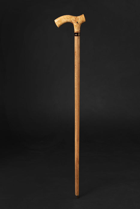 Artistic Walking Cane Classic Design Crafted from Curly Maple, Burl