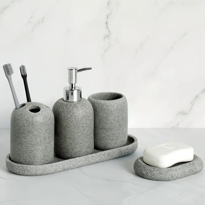 Modern 5-Piece Matte Bathroom Set – Soap Dispenser, Tray & More