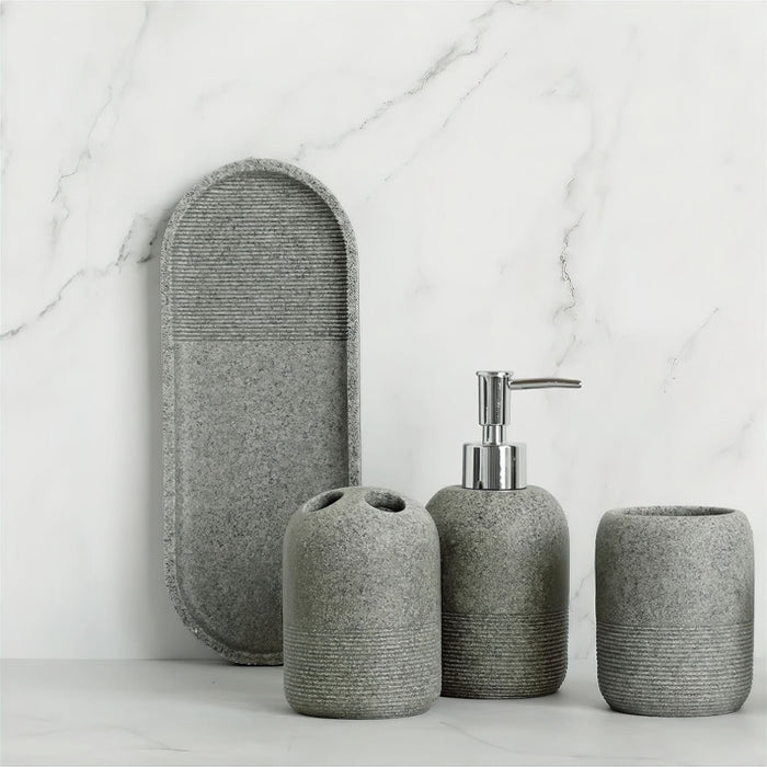 Modern 5-Piece Matte Bathroom Set – Soap Dispenser, Tray & More