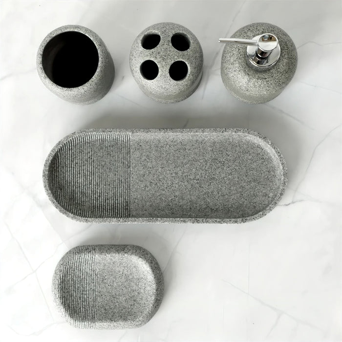 Modern 5-Piece Matte Bathroom Set – Soap Dispenser, Tray & More