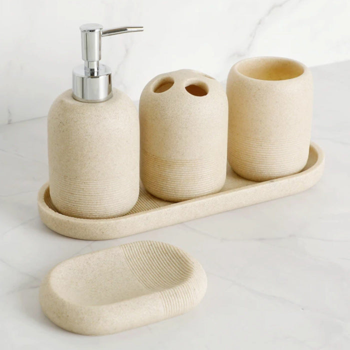 Modern 5-Piece Matte Bathroom Set – Soap Dispenser, Tray & More