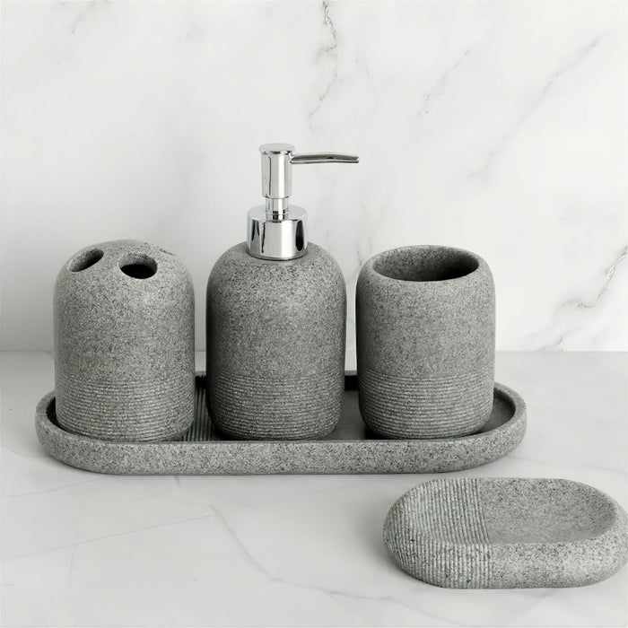 Modern 5-Piece Matte Bathroom Set – Soap Dispenser, Tray & More