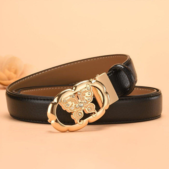 Automatic Leather Belt With Butterfly Buckle, Edvina Model