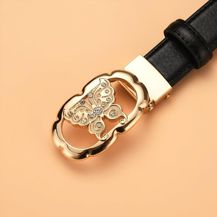 Automatic Leather Belt With Butterfly Buckle, Edvina Model