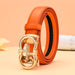 Automatic Leather Belt With Golden Omega Buckle, Sandra Model