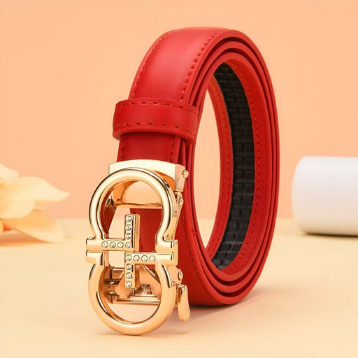 Automatic Leather Belt With Golden Omega Buckle, Sandra Model