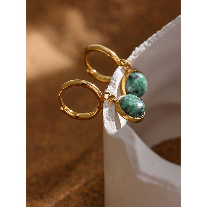 Unique Earrings with Green Stones