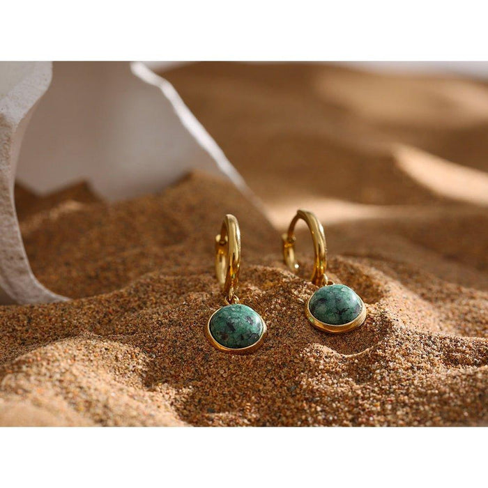 Unique Earrings with Green Stones