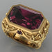 Yellow Gold Plated Vintage Snake Ring with Red Synthetic Zirconia