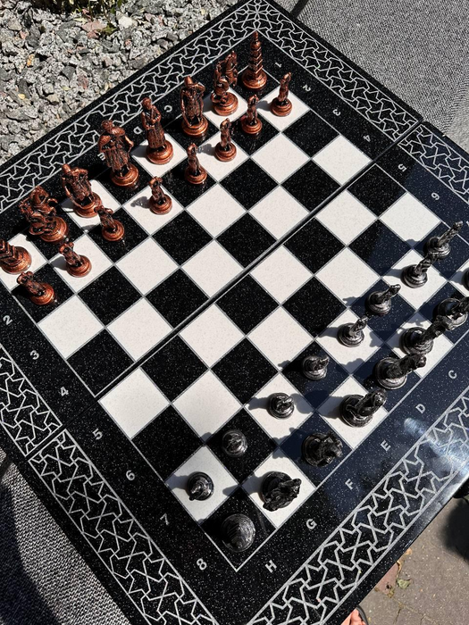 Limited Edition Luxury White and Black Acrylic Stone Chess