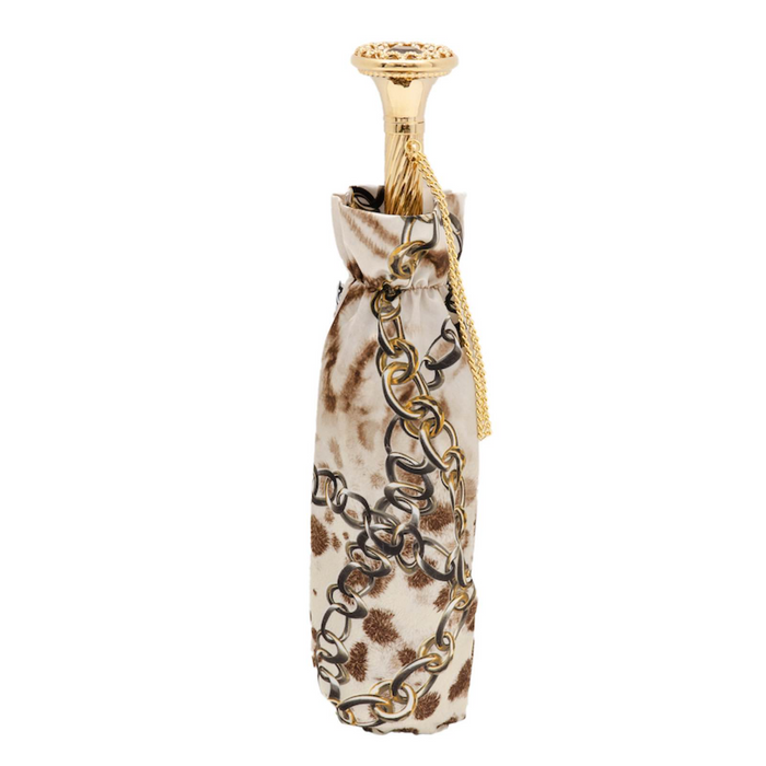 Leopard Chains Jewel Brass Chic Folding Umbrella