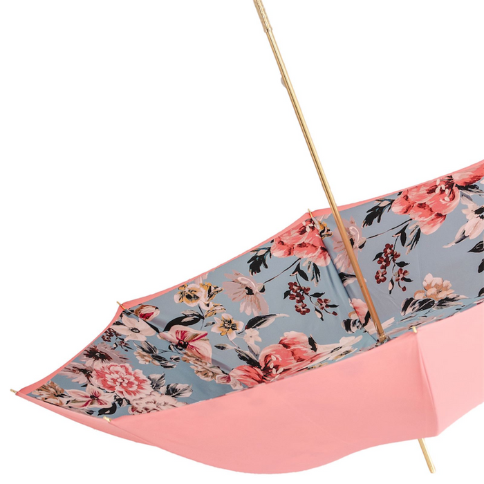 Artisan Crafted Ladies Umbrella, Vintage Pink Print Design