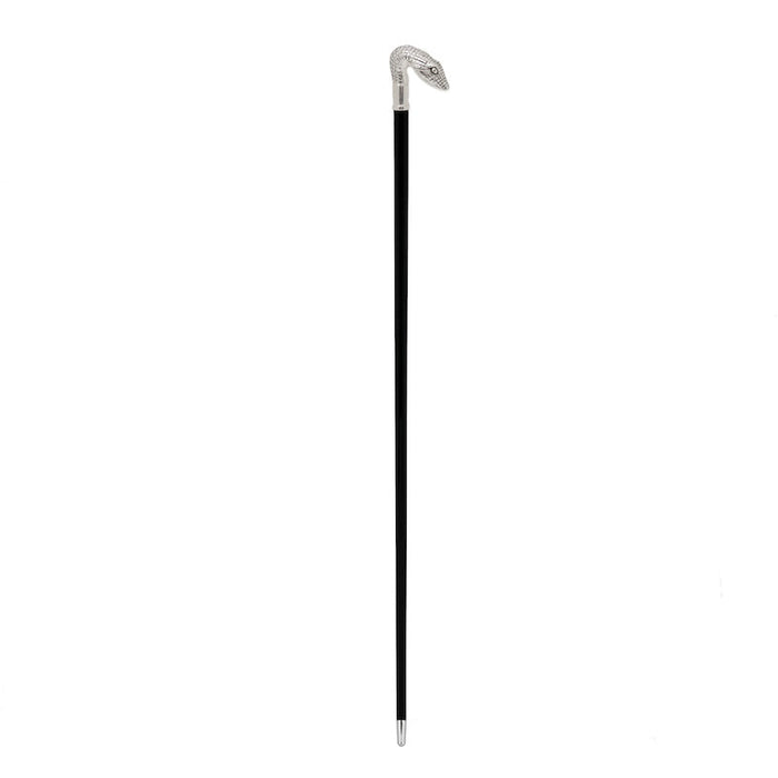 Metal walking cane with luxurious snake head handle
