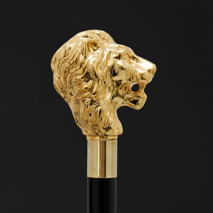 Gold Lion Head Fashionable Walking Stick, Modern Walking Cane