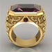Yellow Gold Plated Vintage Snake Ring with Red Synthetic Zirconia