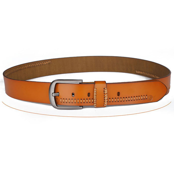 Belt With Visible Stitching In Leather, For Men, Emilio Model