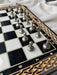 Black Acrylic Stone Chess And Checkers Set, Gifted Game Board