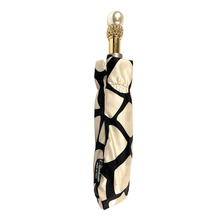 Black and Cream Canopy Folding Umbrella for Women