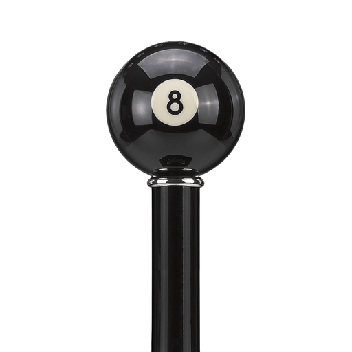 Black Billiard Pool 8 Ball Walking Cane, Knob Style Handle