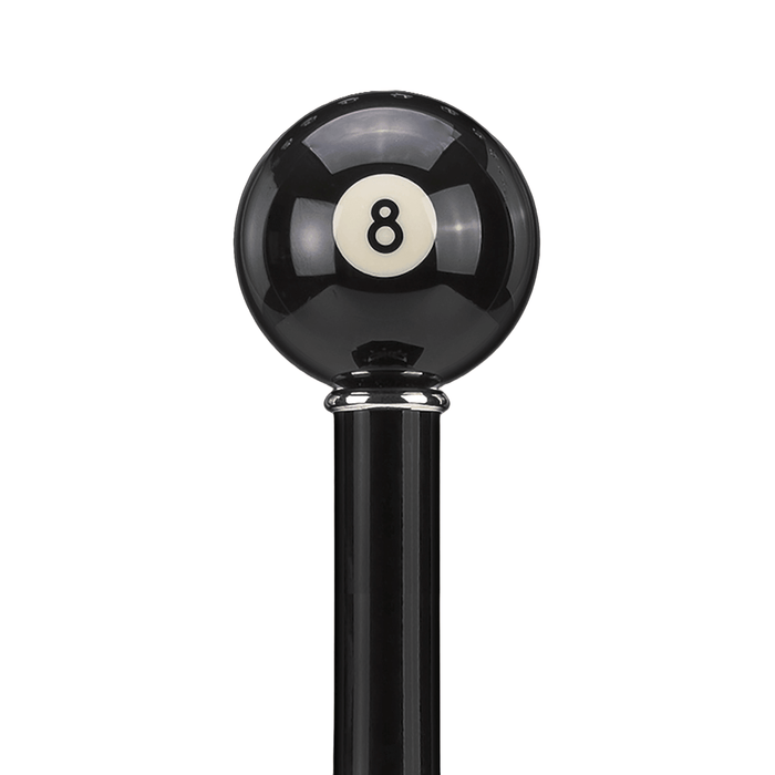 Black Billiard Pool 8 Ball Walking Cane, Knob Style Handle