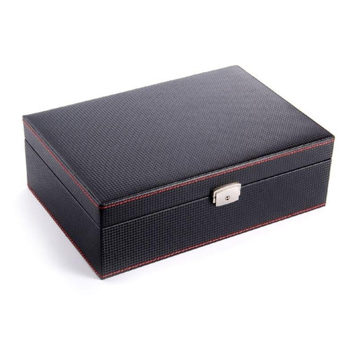 Black Carbon Watch Case with 10 Slots for Timepiece Storage