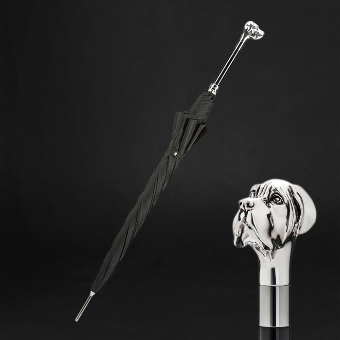 Black Classic Umbrella with Silver Labrador Dog Handle