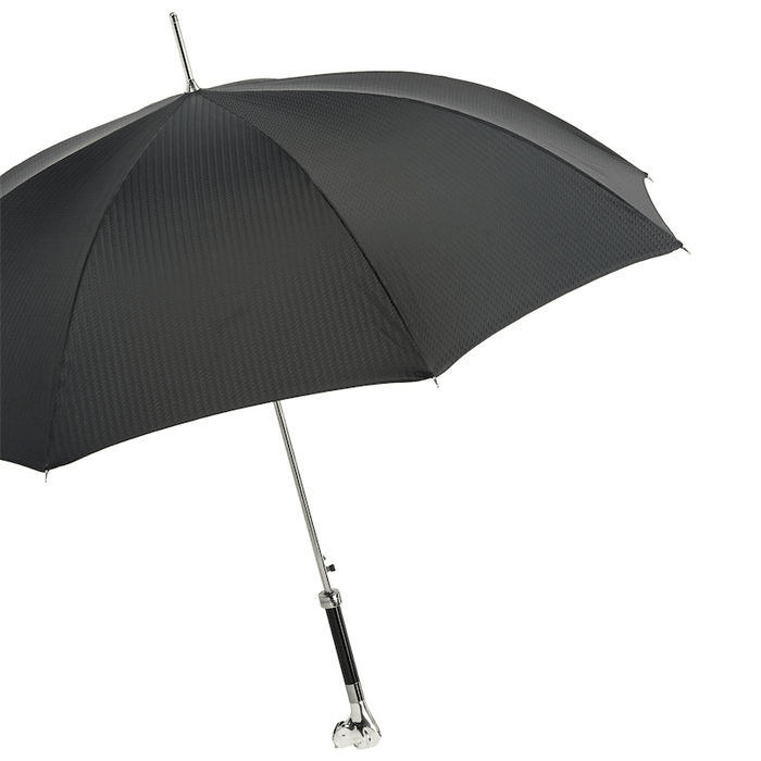 Black Classic Umbrella with Silver Labrador Dog Handle