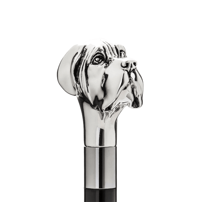 Black Classic Umbrella with Silver Labrador Dog Handle