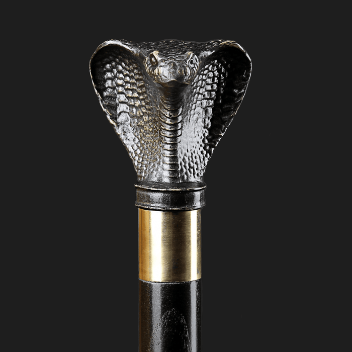 Black Cobra Walking Stick, Wooden Cane - Design