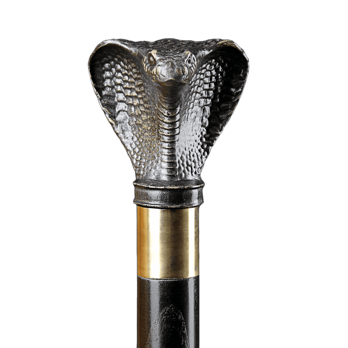 Black Cobra Walking Stick, Wooden Cane - Design