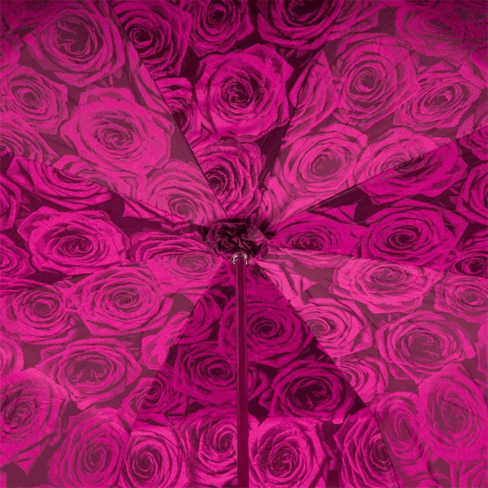 Black Fuchsia Roses Skull Luxury Umbrella Double Cloth