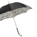 Black Geometric Print Umbrella with Brass Handle