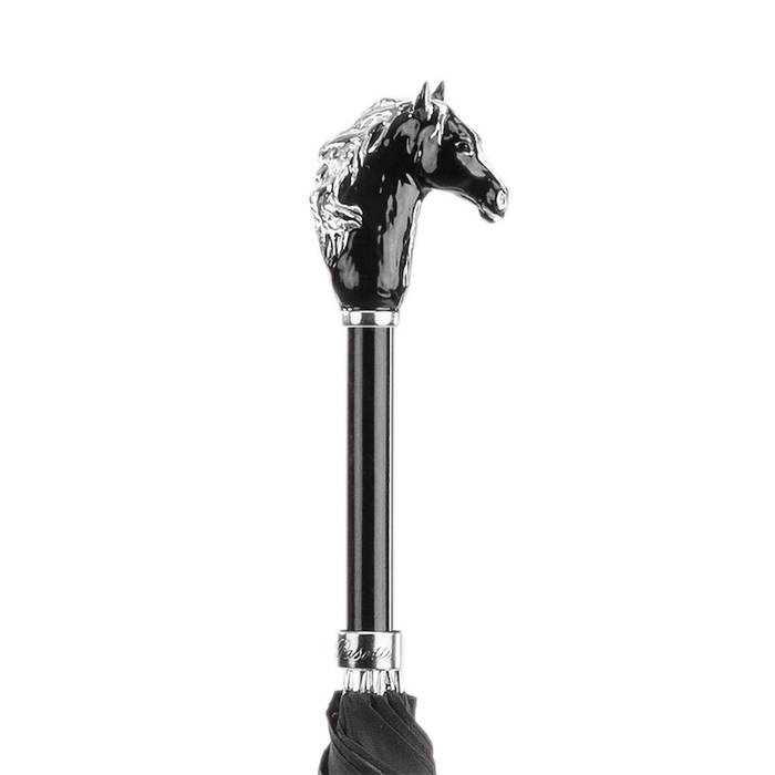 Black Horse Umbrella with Enameled Brass Handle