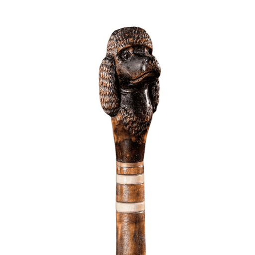 Black Poodle Dog Walking Stick, Hand Carved - Handmade