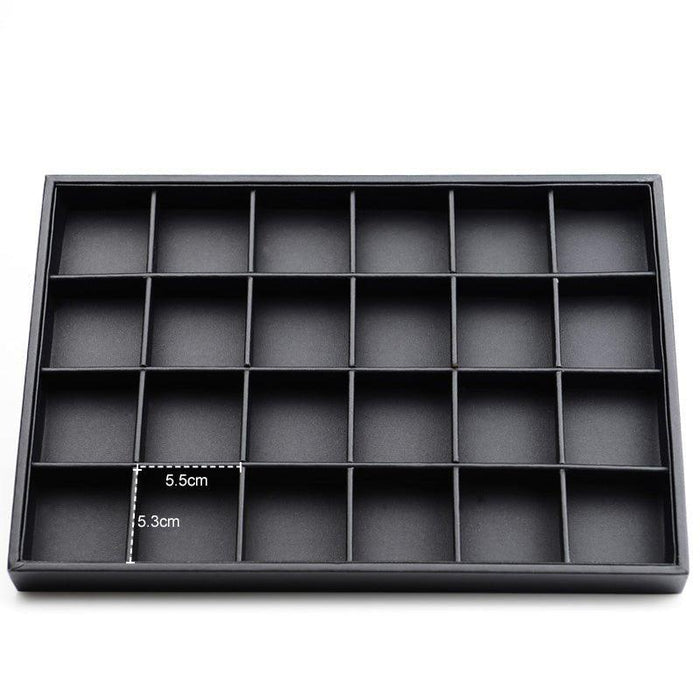 Black PU Leather Jewelry Display Tray Organizer