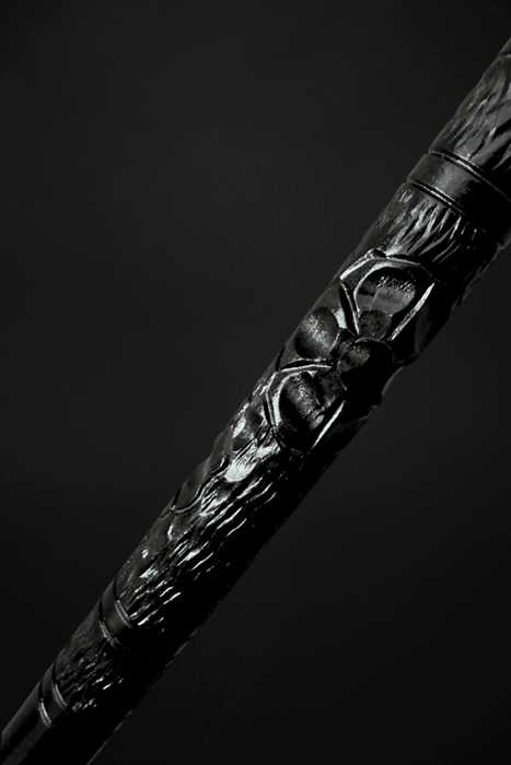 Black Raven Skull Walking Cane Crow Hand Carved, Gothic Modern Style