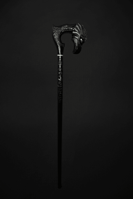 Black Raven Skull Walking Cane Crow Hand Carved, Gothic Modern Style