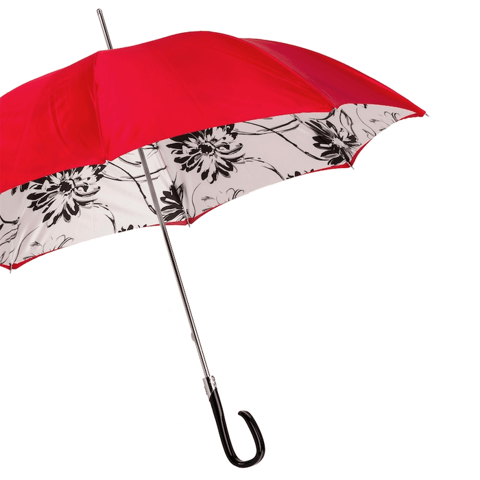 Black Sunflowers Interior Modern Red Umbrella with Black Geometric Handle