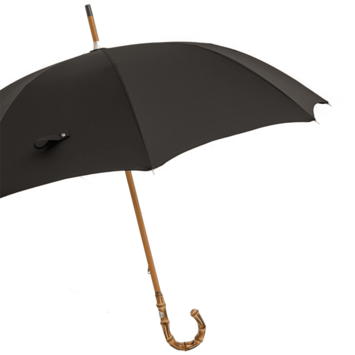 Black Umbrella with Bamboo Handle, Unique Design