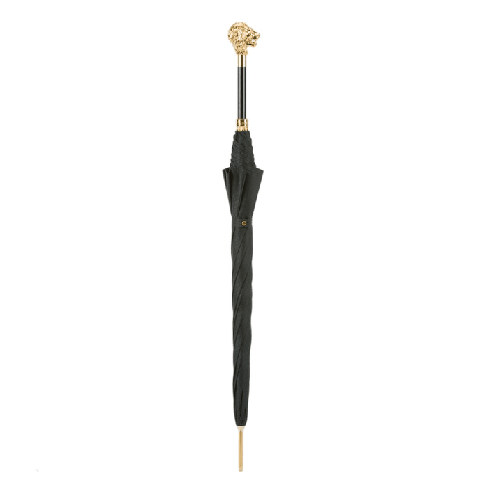 Black Umbrella with Gold Lion Handle, Luxurious Accessory