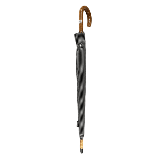 Black & White Umbrella with Hand-Curved Malacca Wood Handle