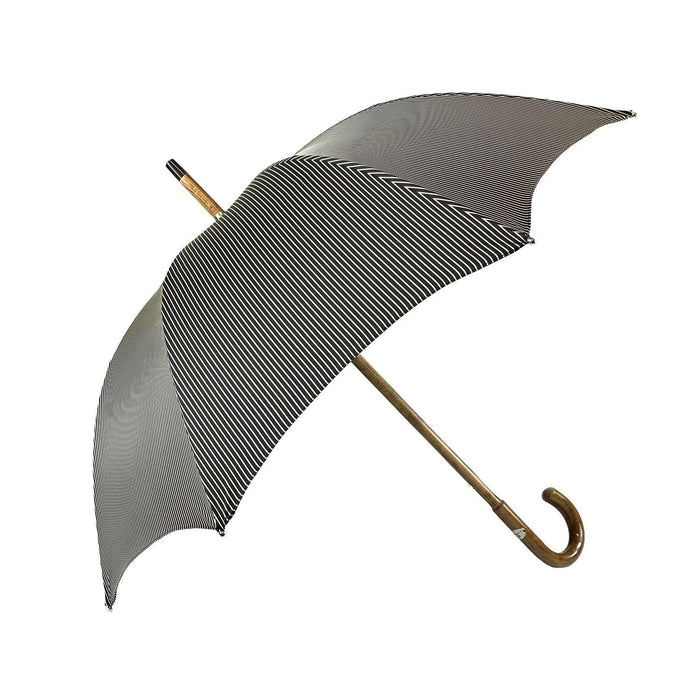 Black & White Umbrella with Hand-Curved Malacca Wood Handle