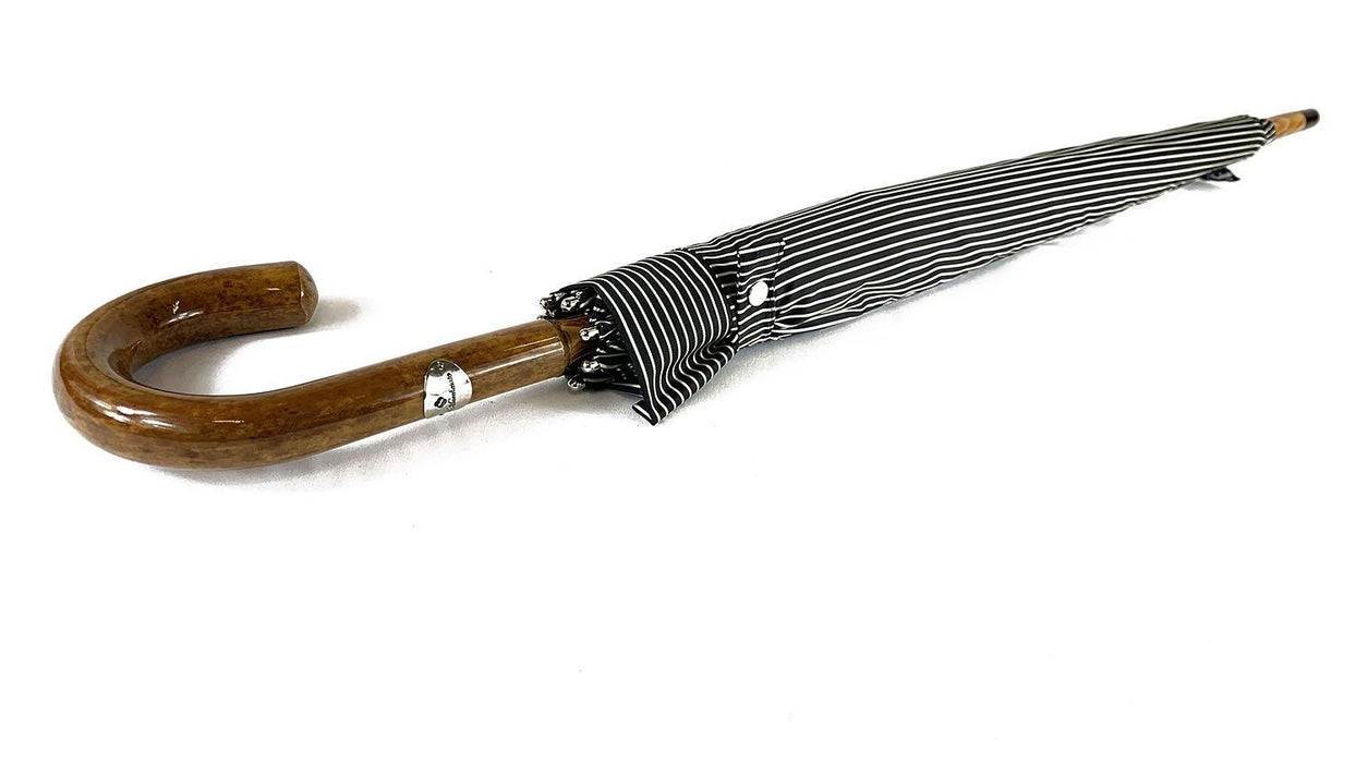 Black&White umbrella with Malacca Wood hand-curved - Artynov | Unique Handmade Accessories