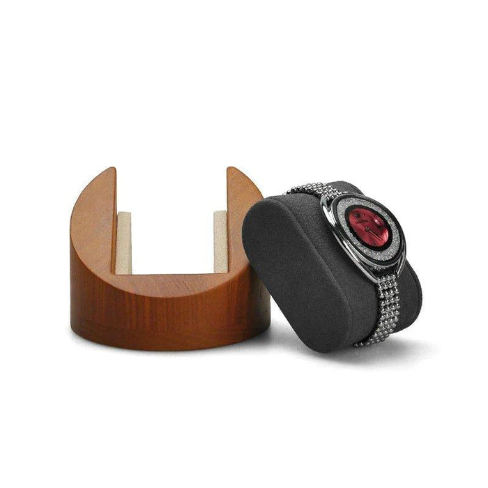 Black Wooden and Microfiber Watch Stand - Hera